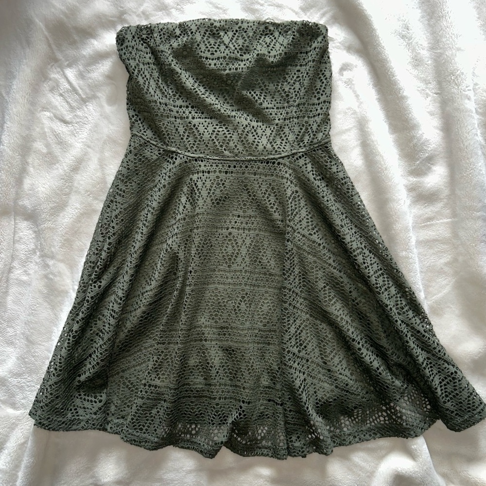 Express Green Strapless A-line Dress